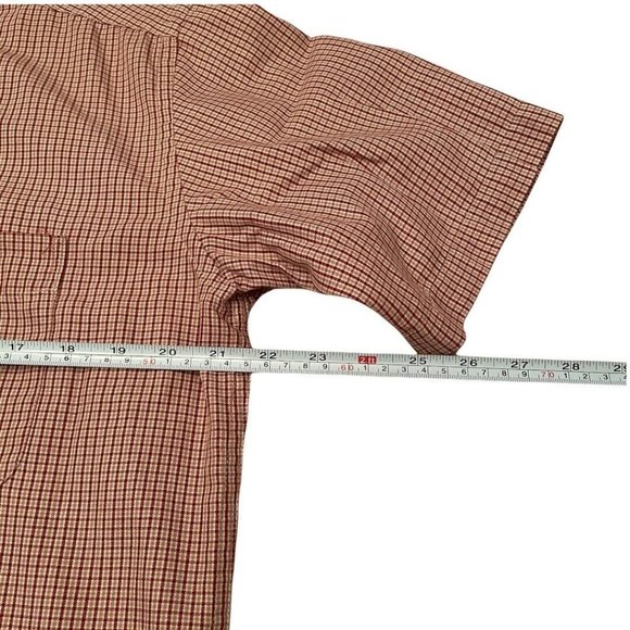 Dockers Men's No Wrinkles Red, Gold, White Plaid Button Down Shirt, Size Medium - Picture 4 of 7